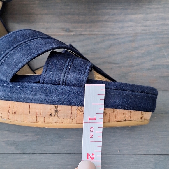 Stuart Weitzman Minky Platform Wedge Sandal Blue 9.5 EUC - Picture 15 of 16